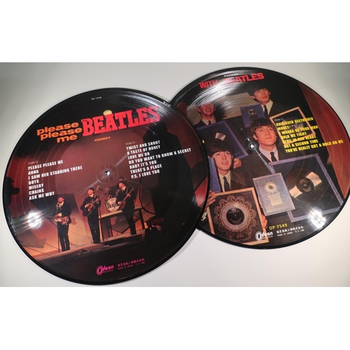 62 - Two  The Beatles picture disc LP records, Please Please Me OP-7548, and With The Beatles OP-7549 (2)