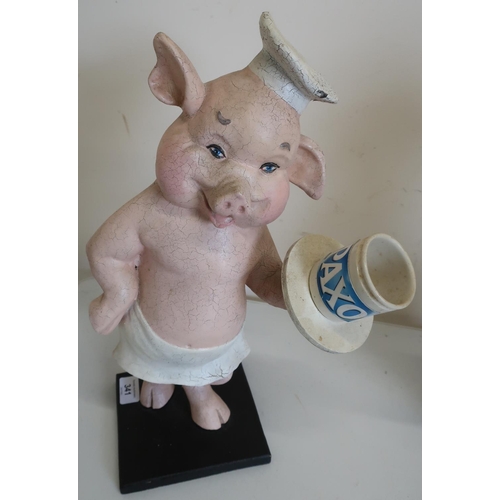 341 - Circa 1920s/30s butchers shop window advertising pig figure (approx height 40cm)