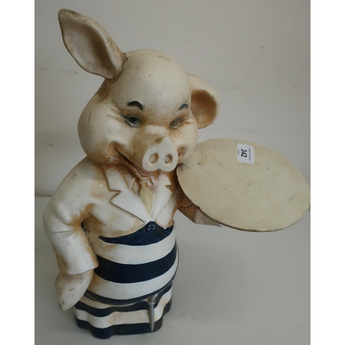 342 - Circa 1920s/30s butchers shop window advertising pig figure (approx height 40cm)