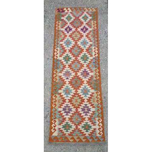 362 - Vegetable dye wool Chobi Kilim runner (198cm x 60cm)