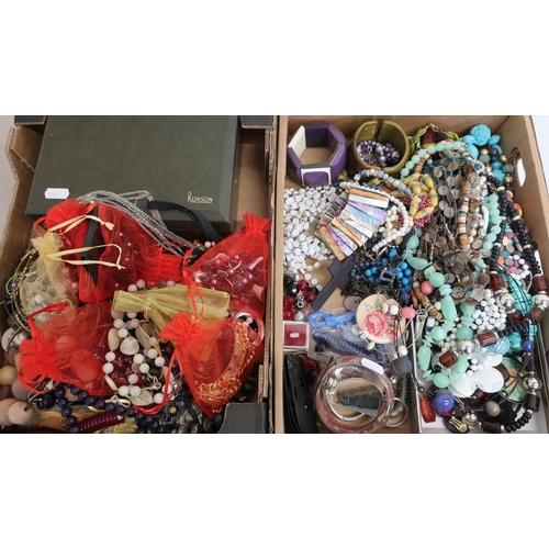124 - Costume jewellery, necklaces, bangles etc in two boxes