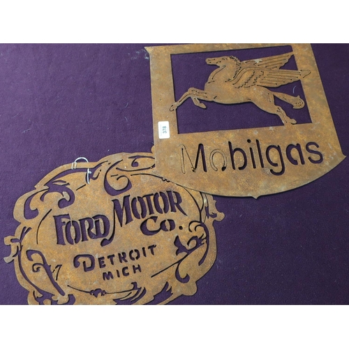 378 - Two pierced metalwork copies for Ford Motor Co. and Mobilgas