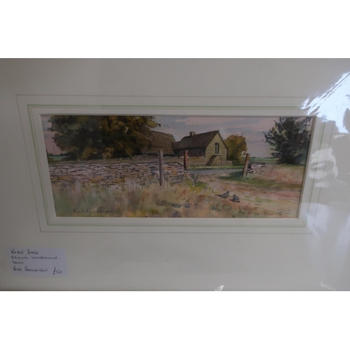 44 - Peter Partington, Fishes, and Keble Barn, unframed watercolours, signed (13cm x 23cm) 2