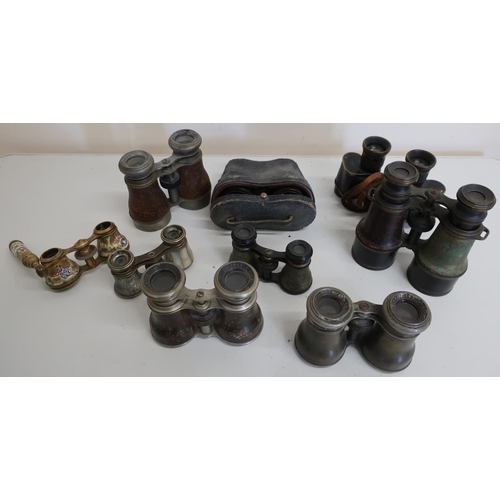 22 - Collection of various assorted binoculars and opera glasses, mostly early 20th C (9)
