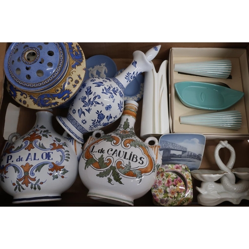 27 - Selection of various Wedgwood, World Copenhagen dish, retro cruet sets, Spanish tin glazed style cer... 