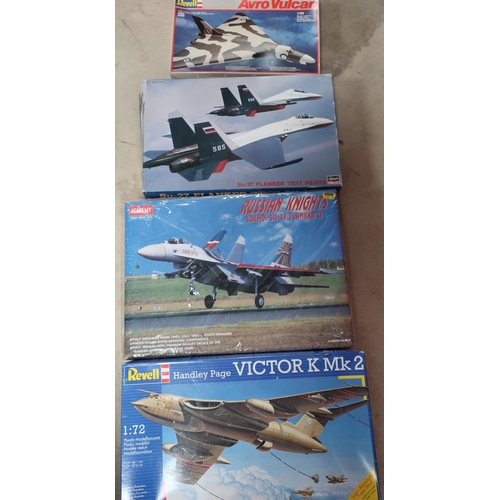 62 - Revell 1:72 Handley Victor airplane kit,  1:48 scale Academy model kit of a Sukhoi Su Flanker plane,... 