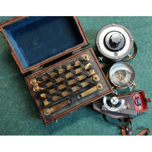 22 - Mahogany cased standard OHMS Galvo Unit, a leather cased Galvo meter and other devices (4)