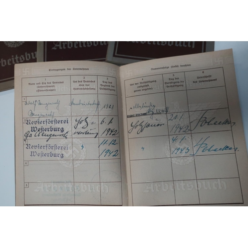 48 - Group of five German Third Reich ID pass books with various info and stamped detail c.1930's