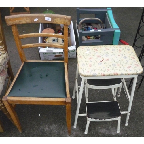 59 - Combination step and stool, and a single chair