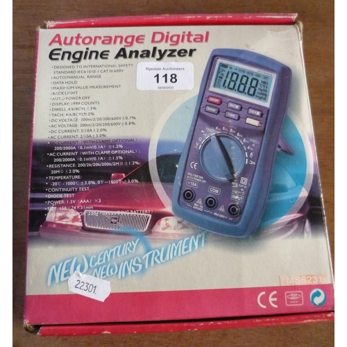 118 - Boxed Auto Range Digital Engine Analyser