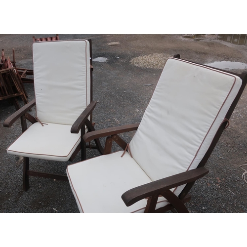 222 - Set of eight garden reclining chairs with cushions