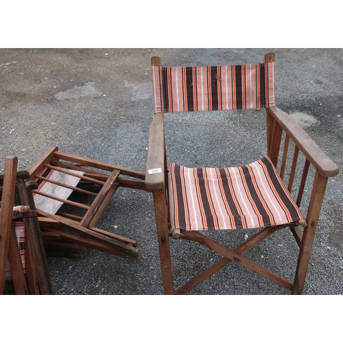 256 - Collection of approx ten directors style garden chairs (A/F)