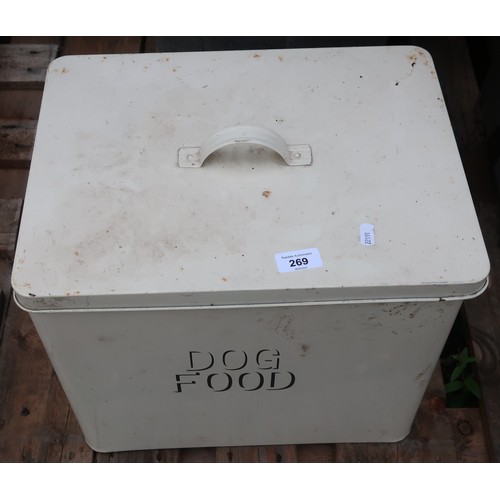 269 - Large dog feeding tin with lid