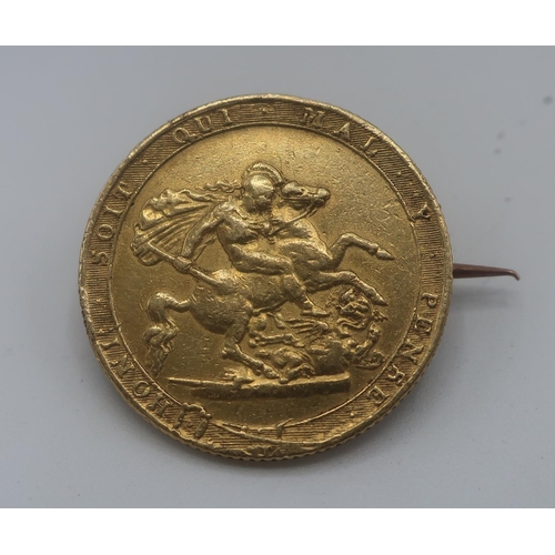 15 - George III Sovereign 1820, now adapted as a brooch, 8.4g gross