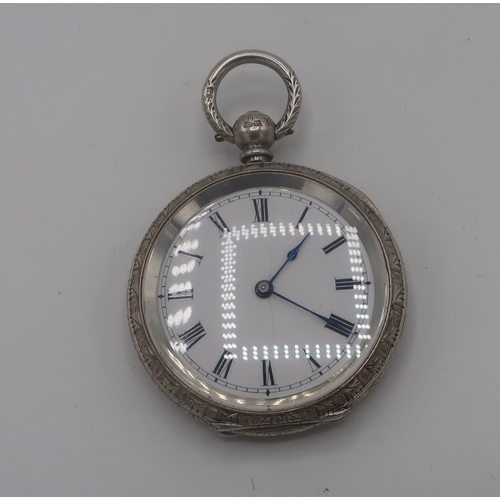 17 - Victorian hallmarked silver cased key wind fob watch, white enamel Roman dial, inner case inscribed ... 