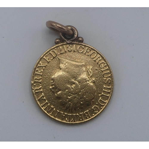 48 - George III Sovereign, 1817 with soldered ring mount, 8.7g