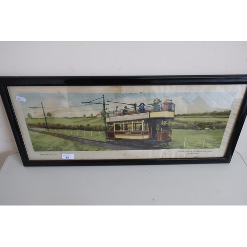 85 - Framed Hamilton Ellis electric tram on the Burton Ashby light railways travel in 1915 railway carria... 