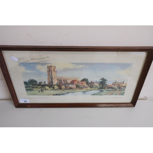 86 - Framed railway carriage print by Denham of Blythburgh, Suffolk