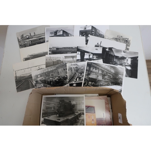 94 - Box containing a variety of railway related photography and prints various steam and diesel engines ... 