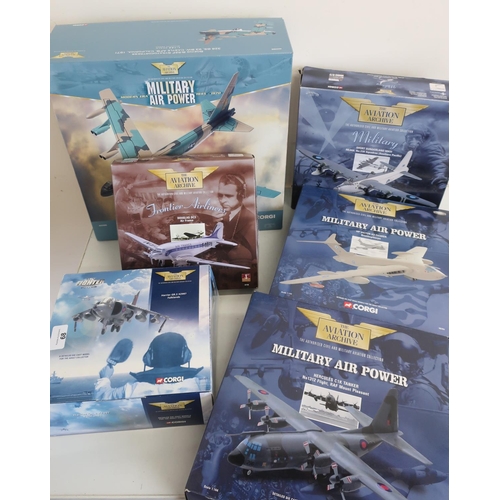 68 - Collection of six boxed Corgi Aviation archive type figures including Boeing B-52F, Hercules, HP Vic... 