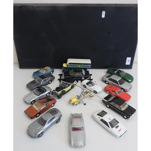 42 - The Definitive Bond Collection of Corgi 007 die-cast unboxed vehicles on display stand (16)