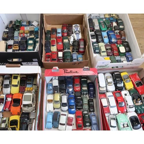 47 - Collection of Vanguard, Lledo and other unboxed die-cast models of cars in six boxes