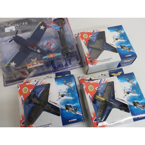 66 - Boxed as new Air Force remote control aircraft and three boxed Battle of Britain Corgi aviation arch... 