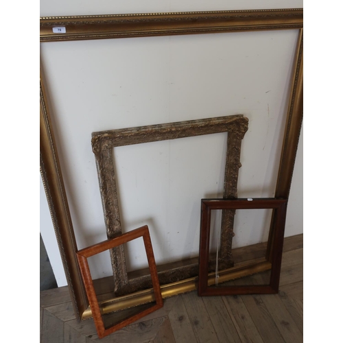 70 - Extremely large modern gilt frame to fit picture size 100cm x 123cm, another gilt frame, a 19th C ro... 