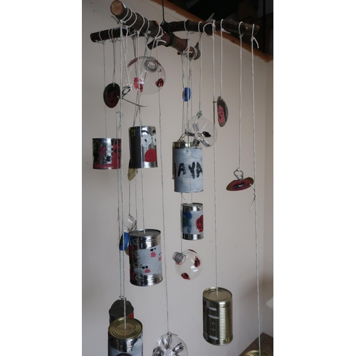 81 - Yorwaste NHS Charity Fundraiser Upcycle Project - Rustic mobile made from cans, plastic bottles and ... 