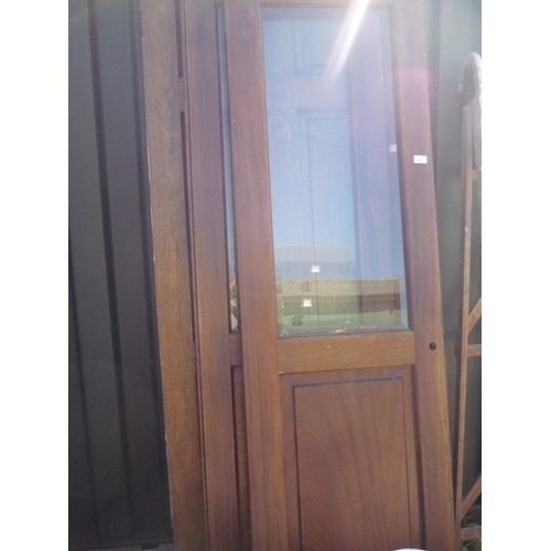 45 - Set of four mahogany door, two with glass paneling with collection of door furniture