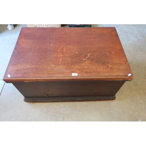 363 - Victorian stained pine blanket box with hinged top.