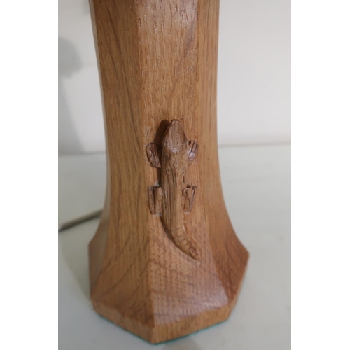 375 - Yorkshire Oak; a Derek 'Lizardman' Slater table lamp with pineapple leaf carved decoration (36cm hig... 