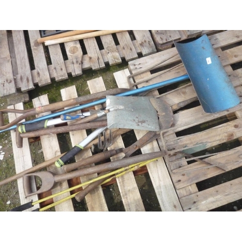199 - Set of garden tools, edging, garden fork, shears