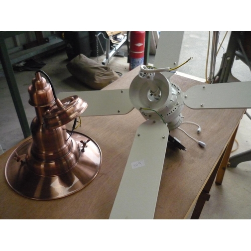 224 - Electric fan and modern copper coloured centre light