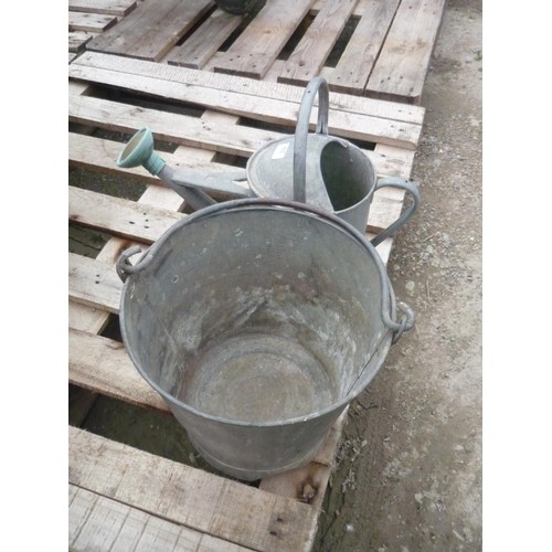 239 - Galvanised bucket and galvanised 1.5 gallon watering can