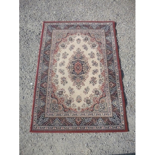 385 - Belgium acrylic traditional Indo Persian pattern rug, beige ground with central medallion and floral... 