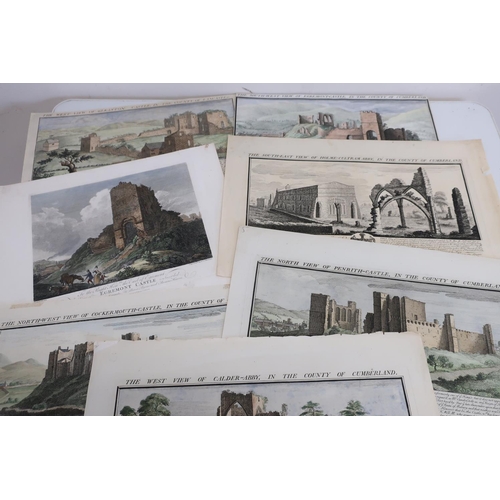 17 - Collection of hand coloured 18th C views of North country castles by Samuel and Nathaniel Buck, the ... 