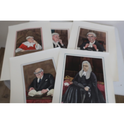 24 - Set of twelve prints after Sallon depicting High Court judges c.1960s, published by Butterworth & Co... 