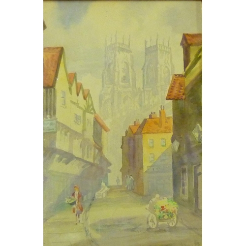 29 - V. Gibson, Market Place Helmsley and The Shambles York, watercolour, both signed (26cm x 37cm)
