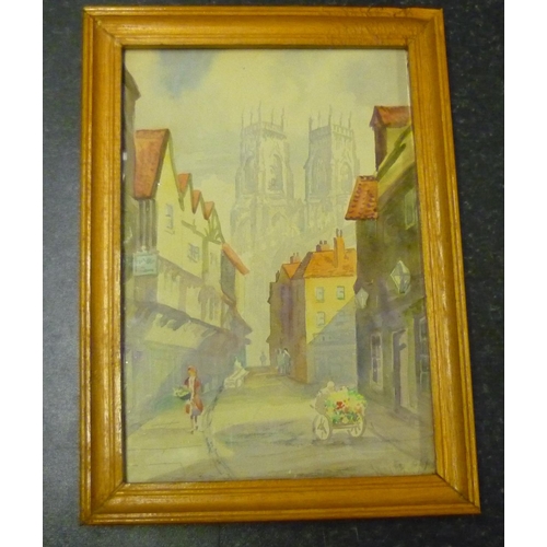 29 - V. Gibson, Market Place Helmsley and The Shambles York, watercolour, both signed (26cm x 37cm)