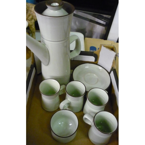 419 - Denby ivory and brown coffee service for four