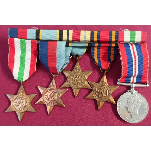 1 - WWII group of medals comprising of 39-45 Star, Italy Star, Aircrew Europe Star, Burma Star and 39-45... 