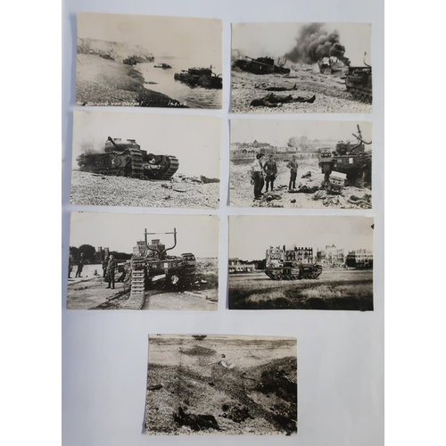 7 - Album containing a selection of German WWII period military photographs including various damaged ta... 
