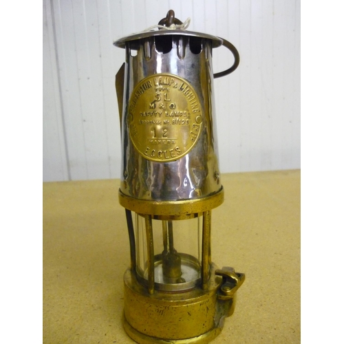 37 - Protector Type SL brass and steel miners lamp No.12 (22cm)