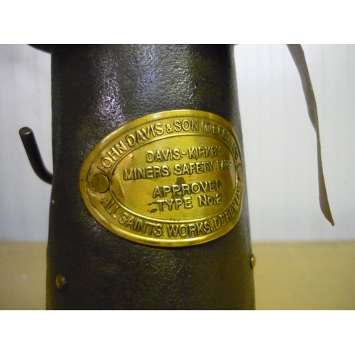 41 - John Davis & Son (Derby) Davis-Kirby No. 2 brass and steel miners lamp Nos. 543 & 966 (24cm)
