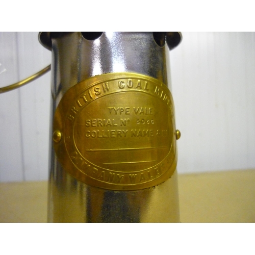 44 - British Coal Mining Company Wales UK Type Vale brass and steel miner's lamp No. 5046 (22cm)
