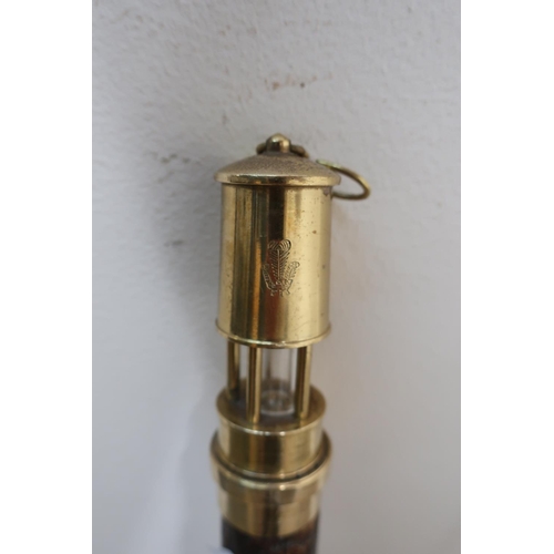 66a - Walking stick with miniature miners lamp top