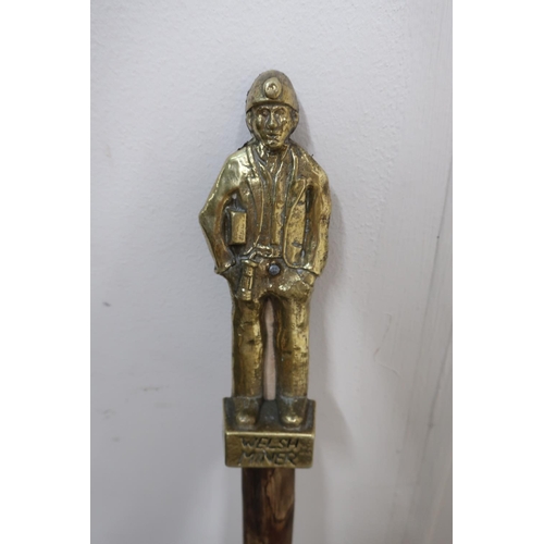 67a - Walking stick with miniature Welsh miner top