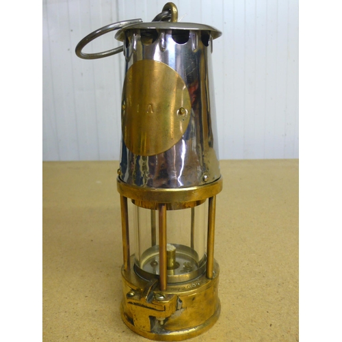 15 - Protector brass and steel miners lamp No. 1A (23cm)