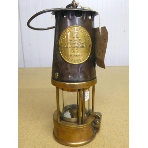 2 - Protector Type SL brass and steel miners lamp No.59 (23cm)
